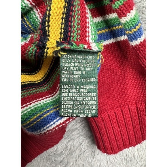 Lauren Ralph Lauren 1/4 Zip Mens Small Red Stripe Sweater - Picture 2 of 7